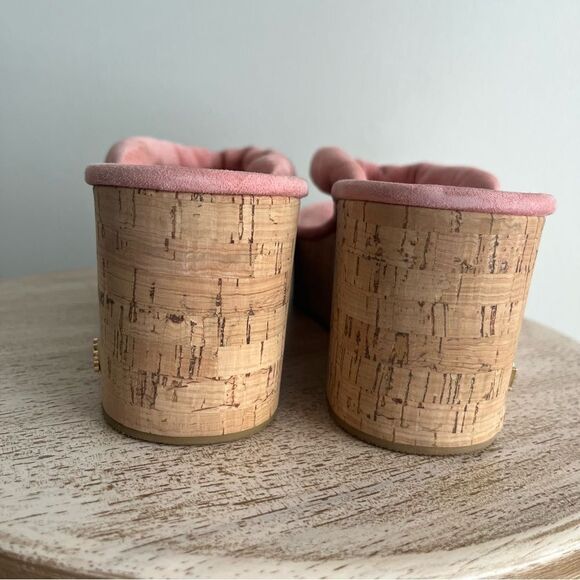 Veronica Beard Cork Platform Wedge Flip Flop Sandal in Pink Suede Size 10 NWOB - Picture 7 of 10